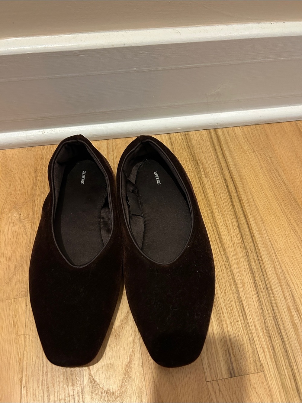 Zara Home Dark Brown Velvet Slippers